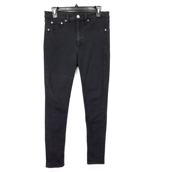 Rag & Bone High Rise Ankle Skinny Jeans Size 31 Black Denim - Picture 1 of 14